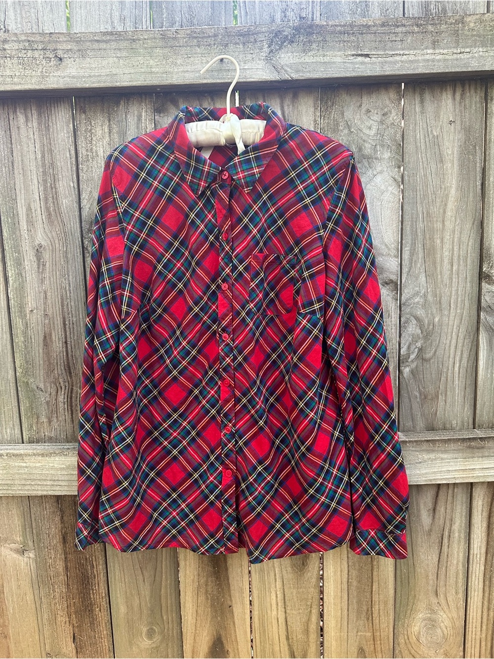 Kim Rogers cotton red plaid blouse